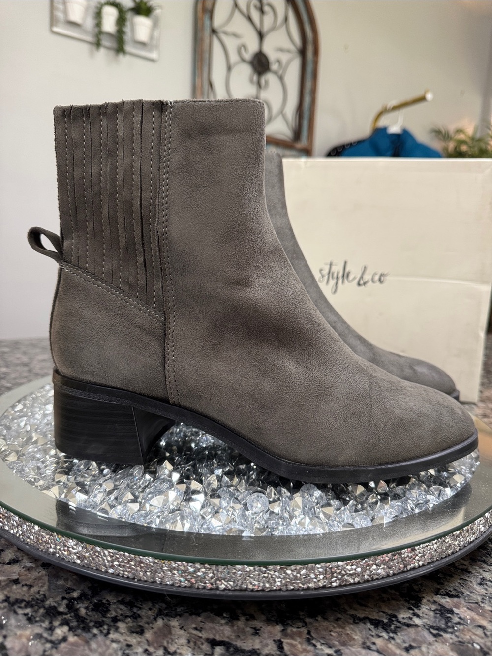 Style & Co. Gray Chelsea Ankle Boots NEW 7.5W wide width